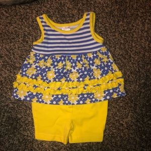 Yellow and blue matching short set